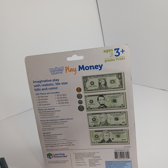 Learning Resources Pretend & Play Money for Kids 150 Pieces - Picture 2 of 2